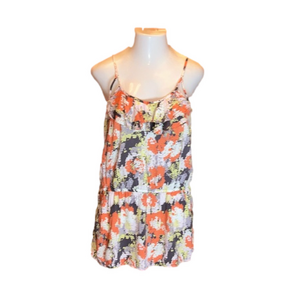 HANG TEN Orange & Gray Print Rayon Sundress with Pockets Size L